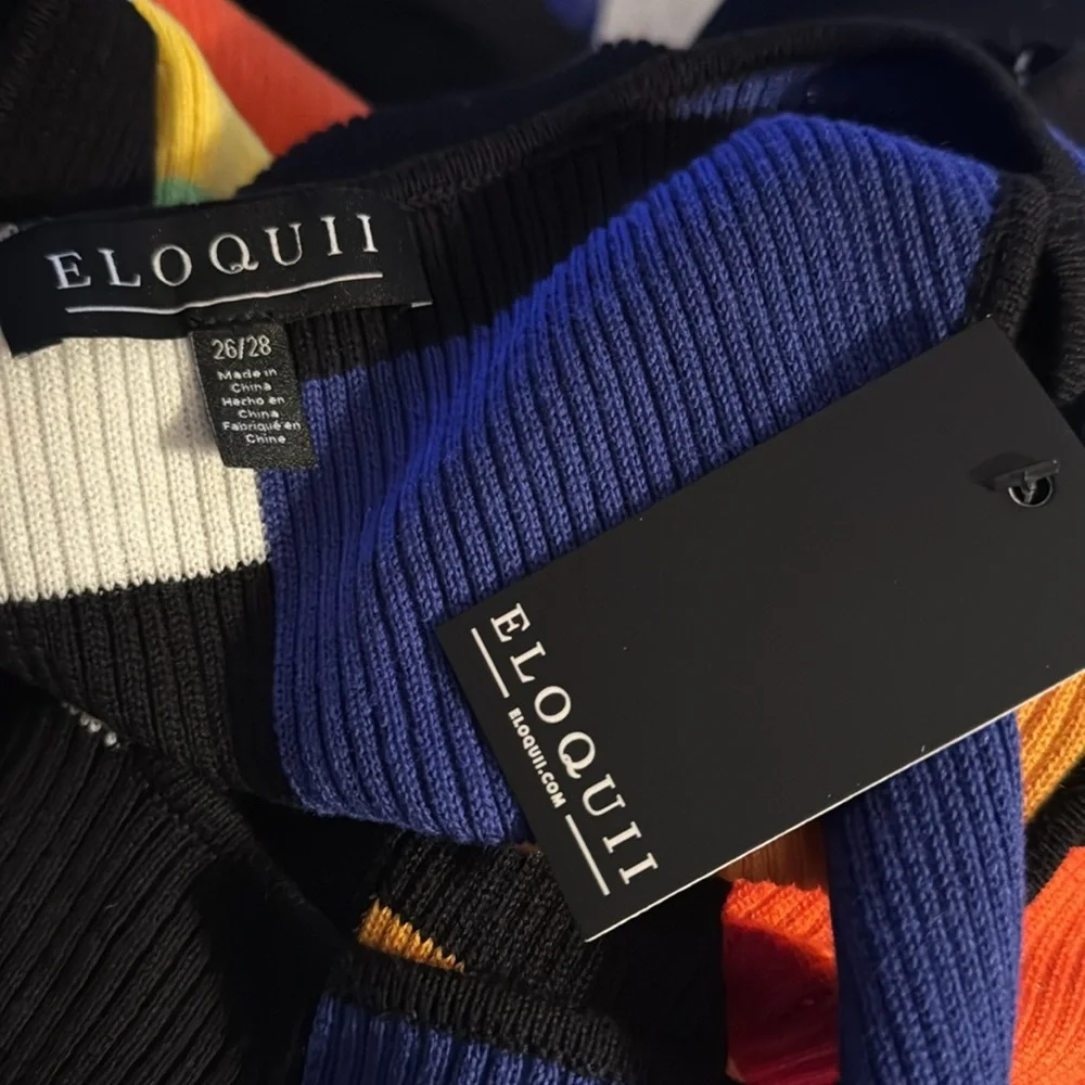 ELOQUII Mixed Striped Ribbed dress‎ colorful sleeveless maxi length Sz 26/28 new - Picture 8 of 14